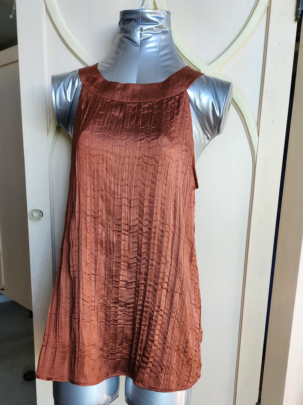 Cleo Copper Color Pleated Sleeveless Camisole